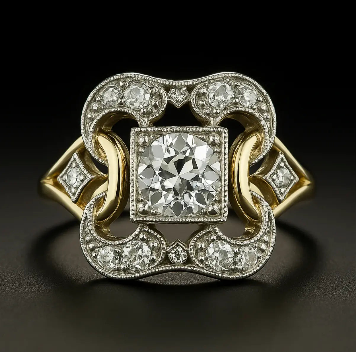 Anel de Ouro com Zircônia Vintage