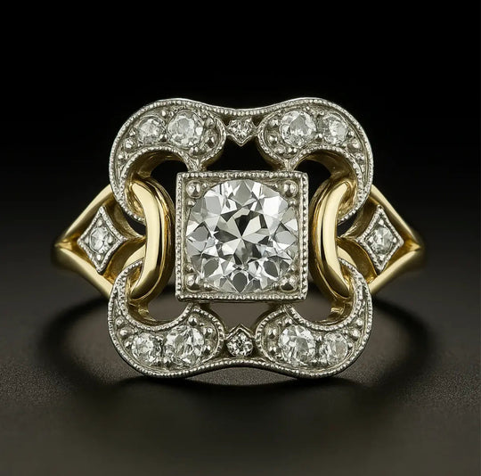 Anel de Ouro com Zircônia Vintage