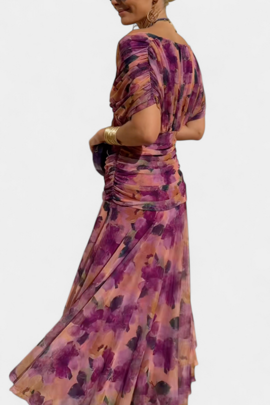 Eloria | Vestido Elegante Feminino | Vestido Floral Longo Romântico