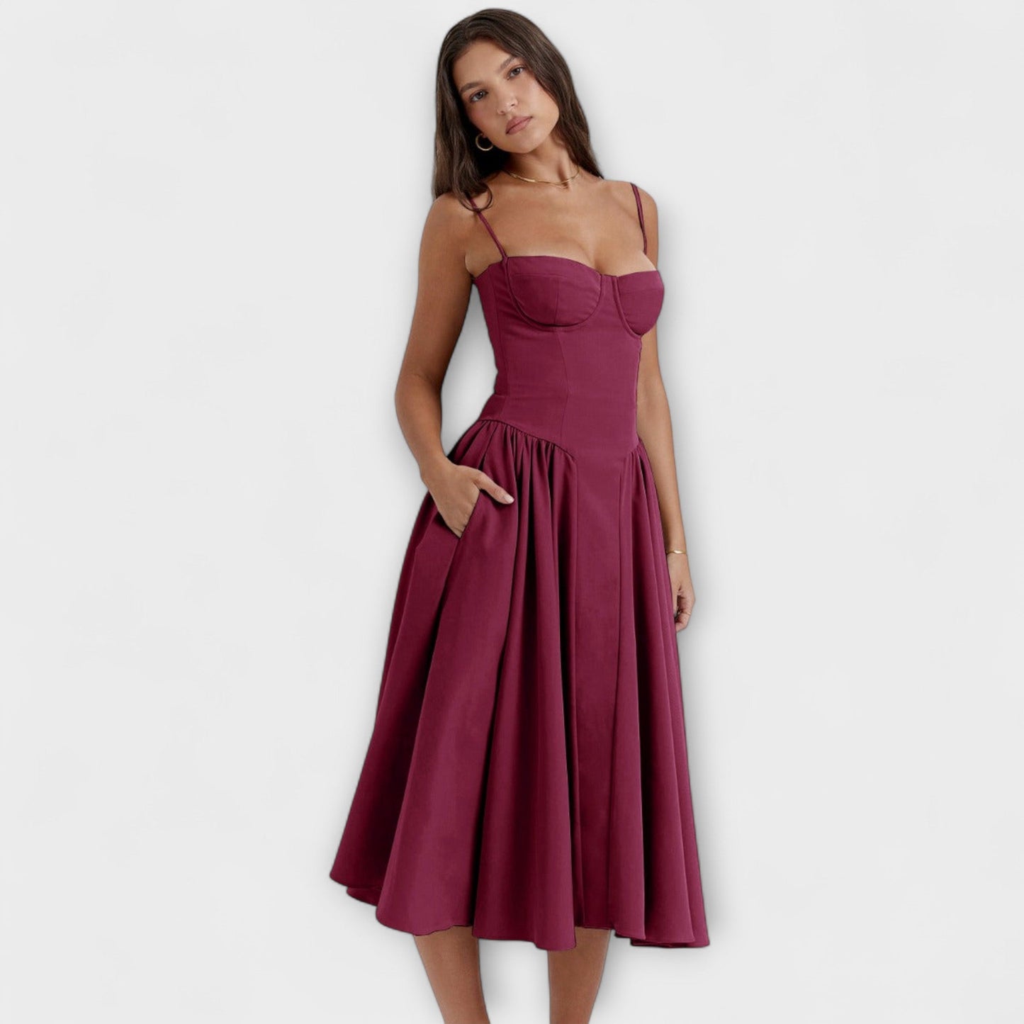 Rosalie - Vestido de Corset Sem Mangas Refinado