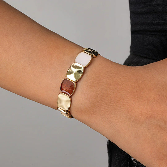 Pulseira Elástica de Esmalte Geométrica Boêmia