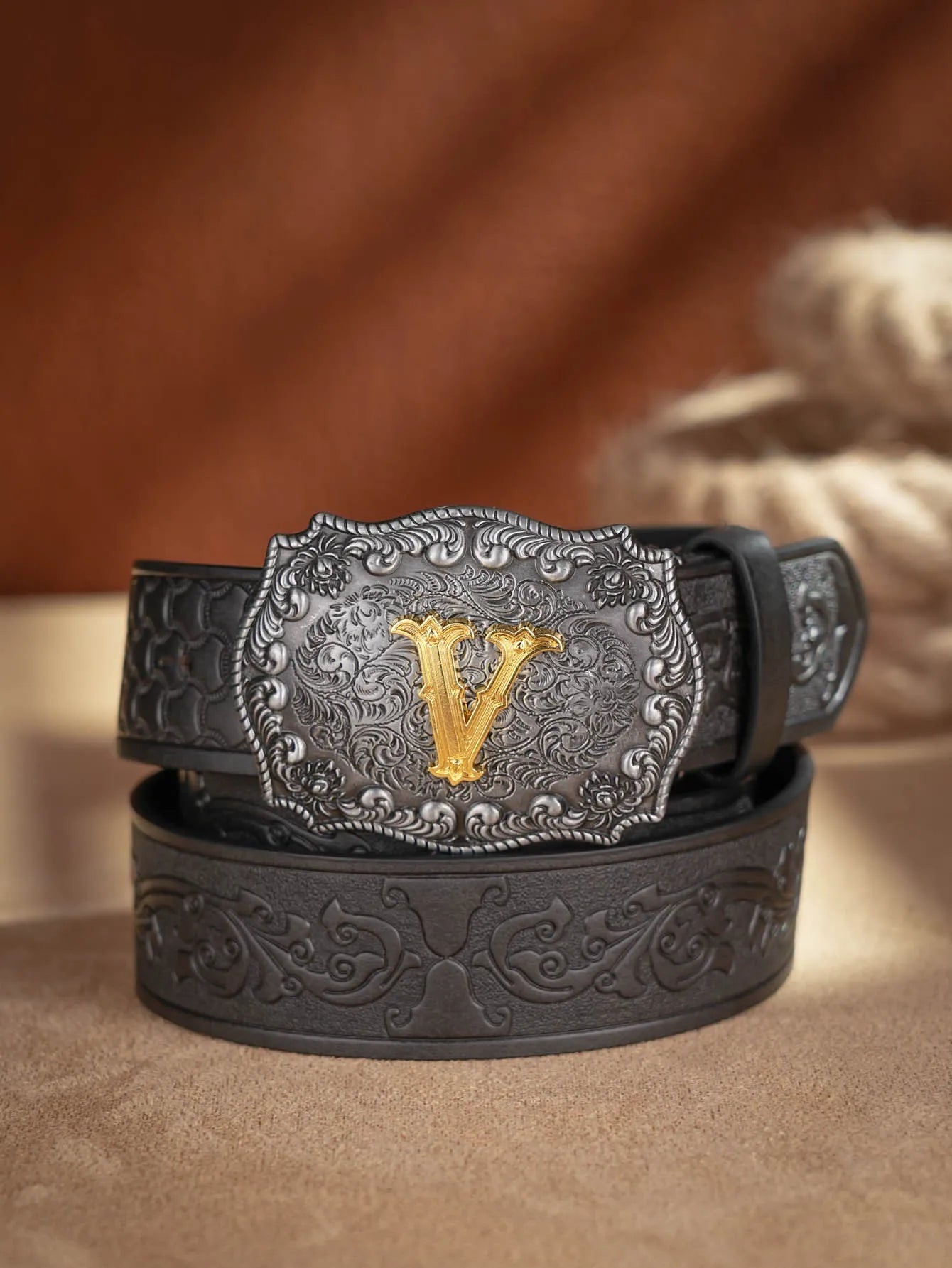 Cinto de couro Honor Lasso com inicial personalizado