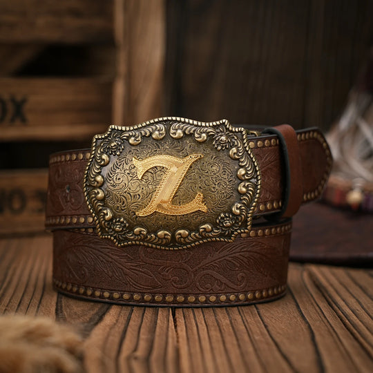 Cinto de couro Cowboy Courage com inicial personalizado