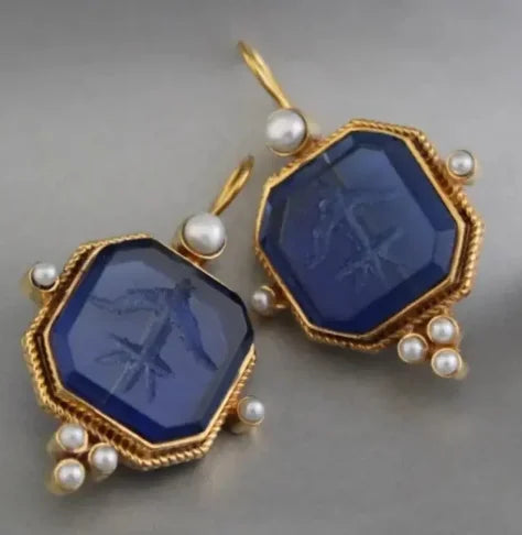Brincos de Pérola Geométricos Elegantes e Vintage