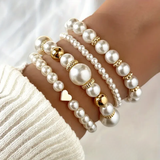 CONJUNTO DE BRACELETE DE PEROLA ELEGANTE