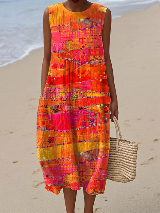 Faye| Vestido Midi Pôr do Sol