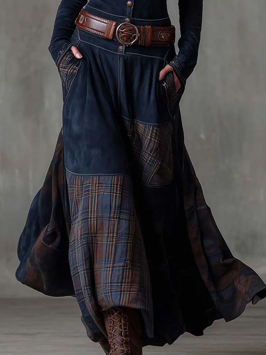 Leonora | Vestido Longo Vintage em Veludo Azul Marinho (Inclui Cinto)
