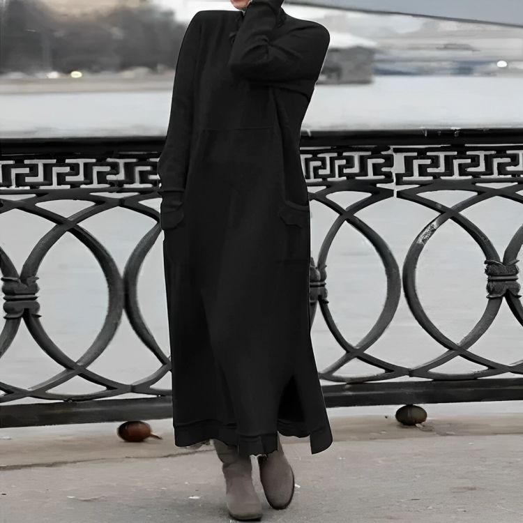 Vestido Maxi Tricot Mara – Vestido de Inverno Oversized com Manga Longa e Confortável