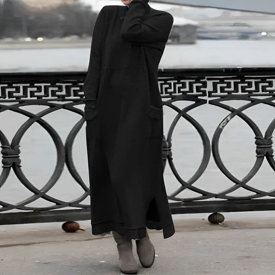 Vestido Maxi Tricot Mara – Vestido de Inverno Oversized com Manga Longa e Confortável