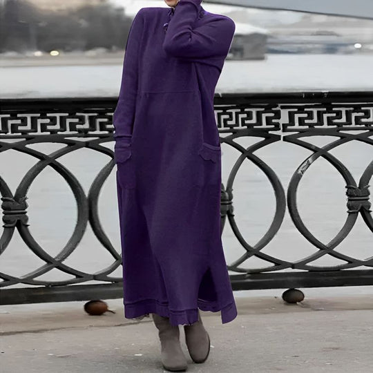 Vestido Maxi Tricot Mara – Vestido de Inverno Oversized com Manga Longa e Confortável