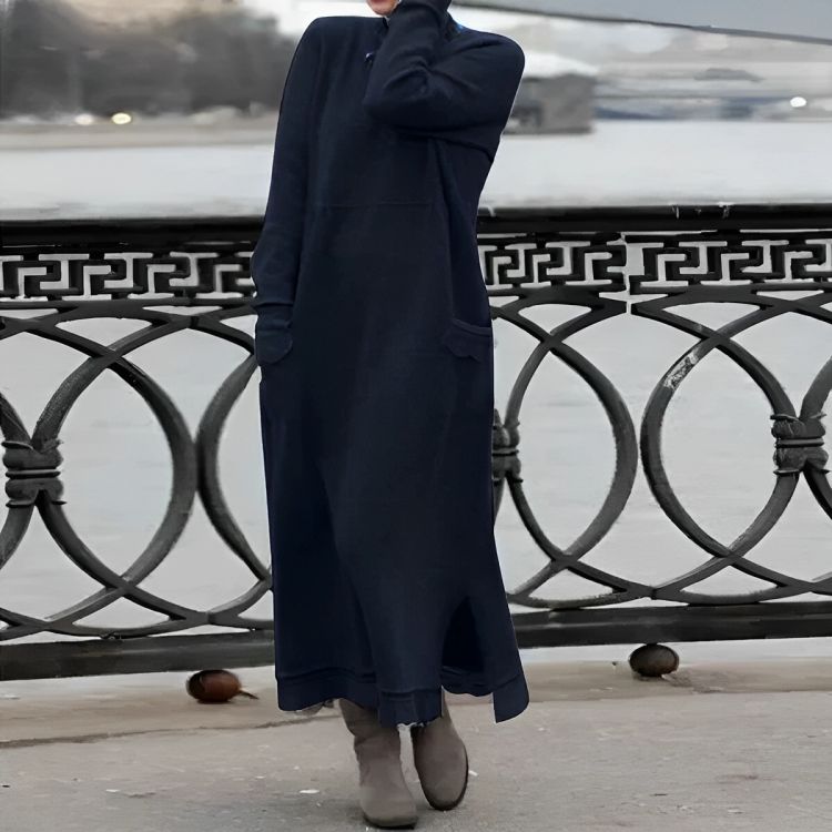 Vestido Maxi Tricot Mara – Vestido de Inverno Oversized com Manga Longa e Confortável