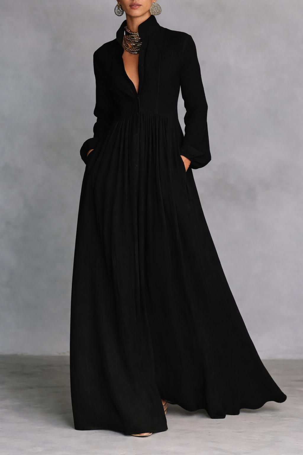 Serena | Vestido Maxi com Botões Frontais Fluídos