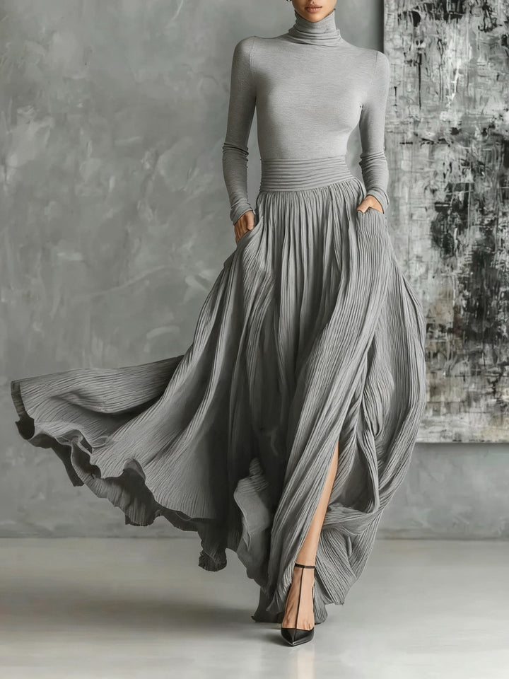 Keziah - Vestido Longo Plissado Elegante