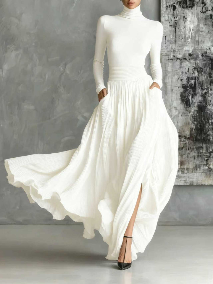 Keziah - Vestido Longo Plissado Elegante