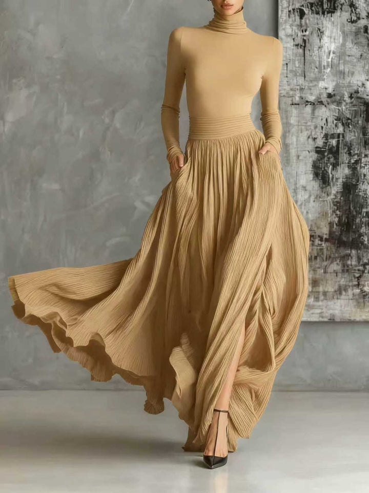 Keziah - Vestido Longo Plissado Elegante
