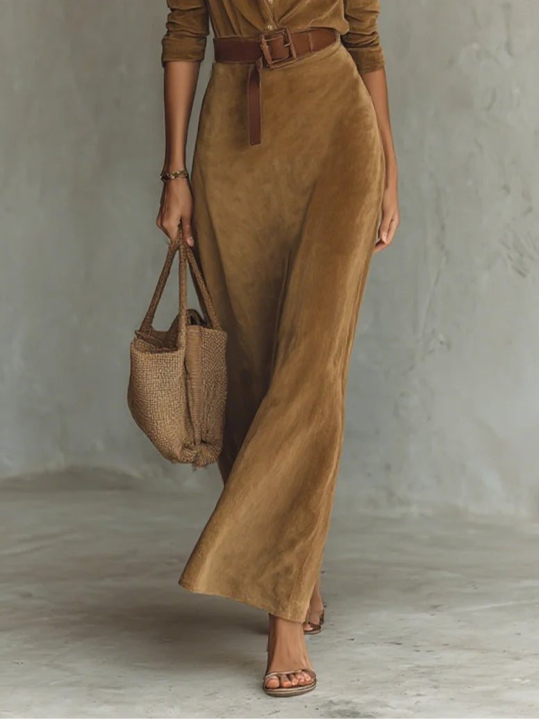 Vestido Maxi de Camurça
