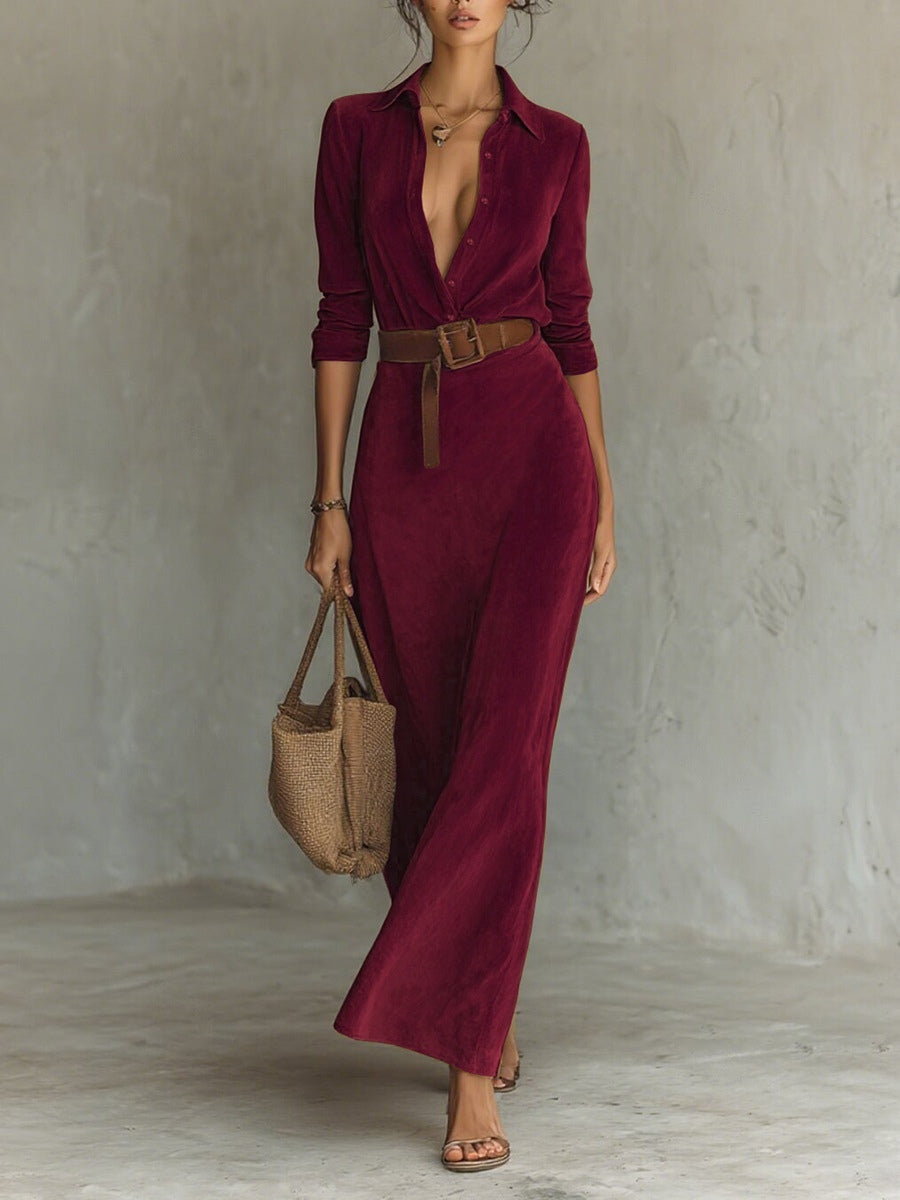 Vestido Maxi de Camurça