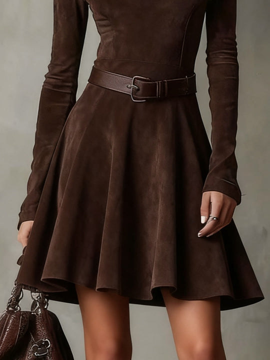 Vestido Mini de Suede Vintage
