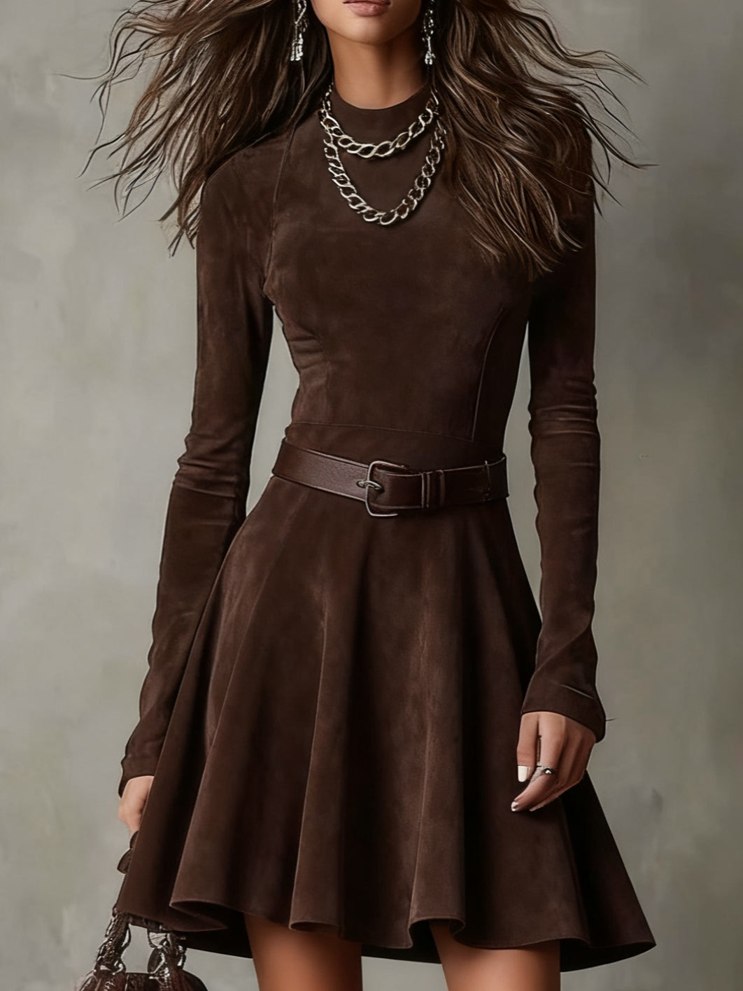Vestido Mini de Suede Vintage