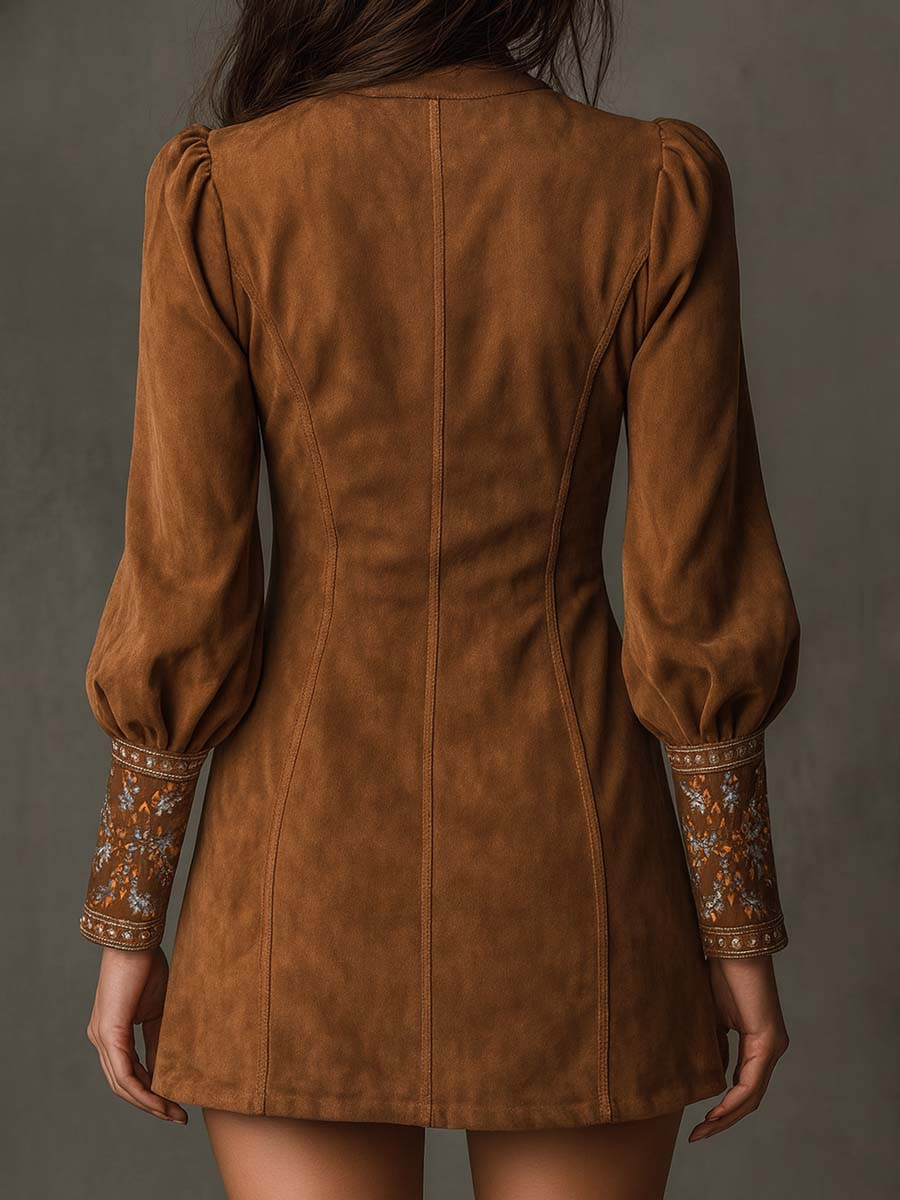 Vestido Curto com Efeito Suede