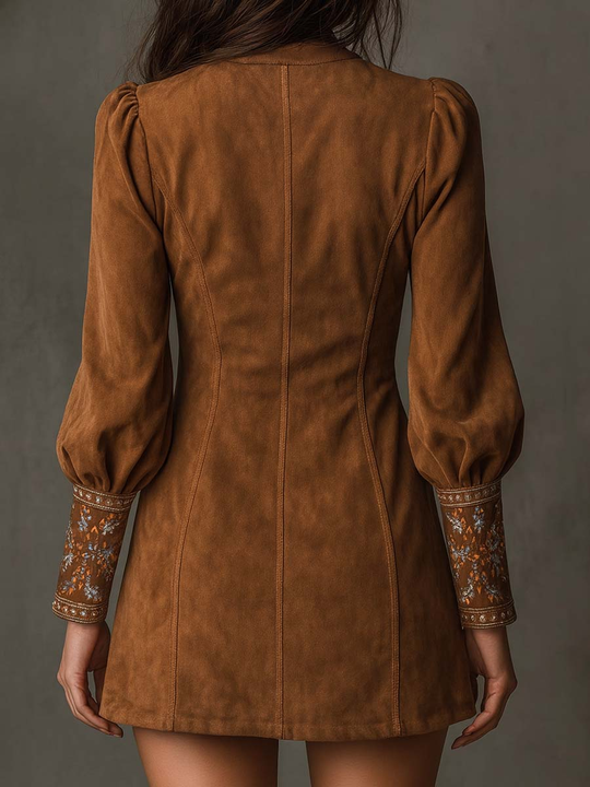 Vestido Curto com Efeito Suede