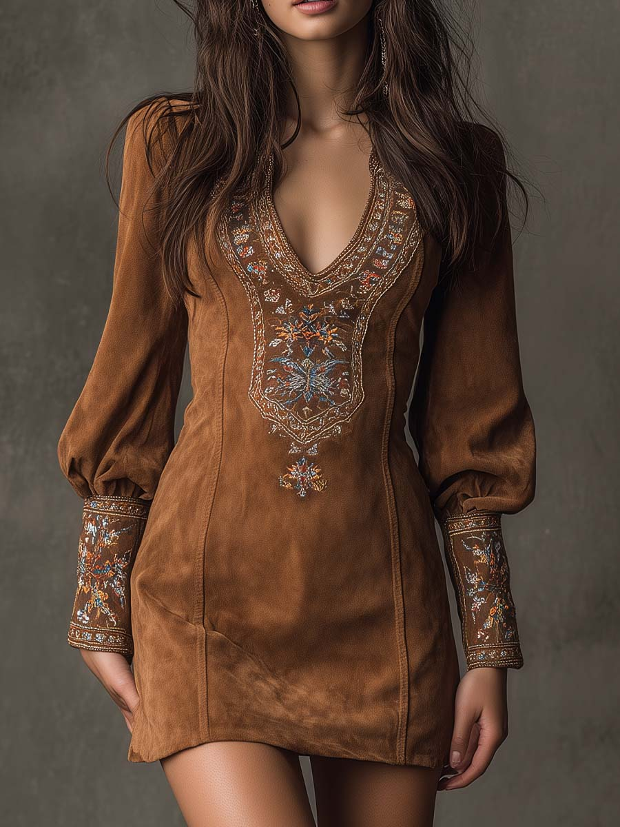 Vestido Curto com Efeito Suede