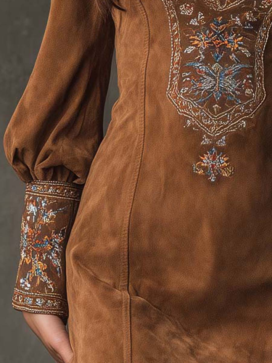 Vestido Curto com Efeito Suede