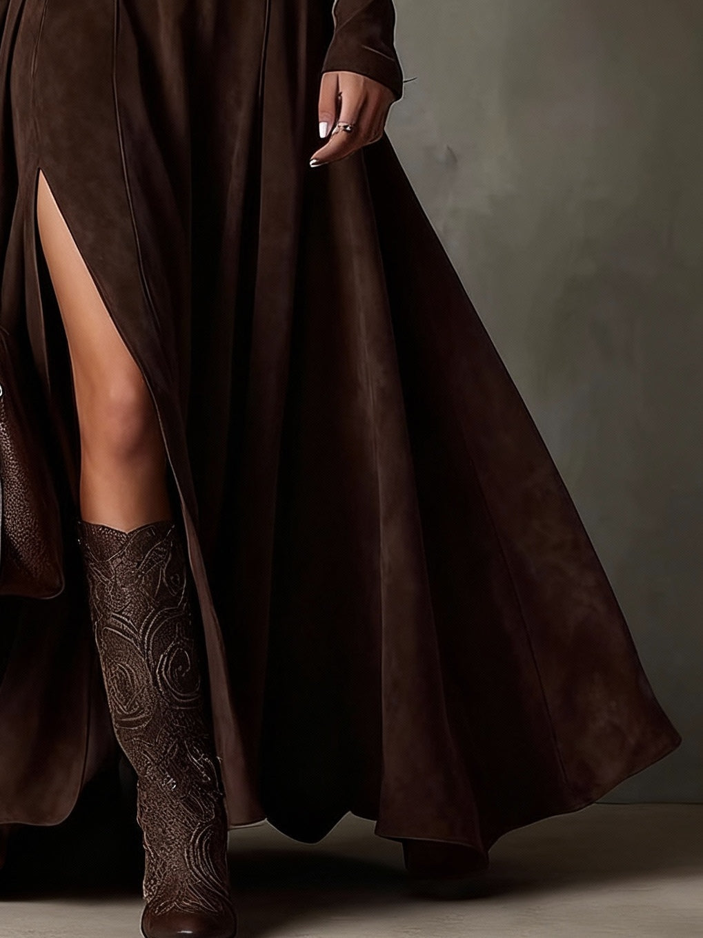 Vestido Maxi Marrom Escuro