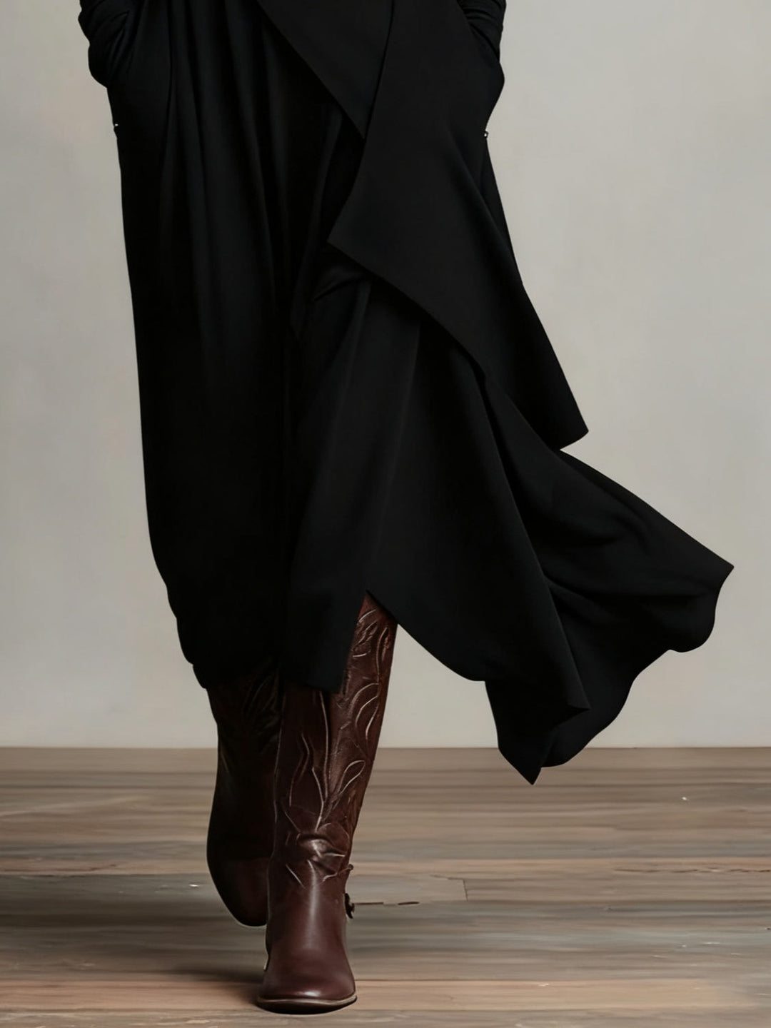 Vestido Maxi Assimétrico Plissado de Gola Alta Roxo