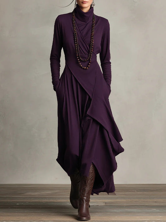 Vivienne | Vestido Maxi Assimétrico de Gola Alta