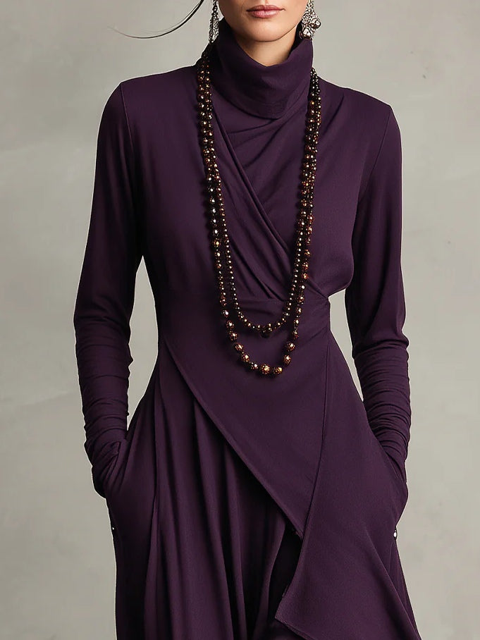 Vivienne | Vestido Maxi Assimétrico de Gola Alta