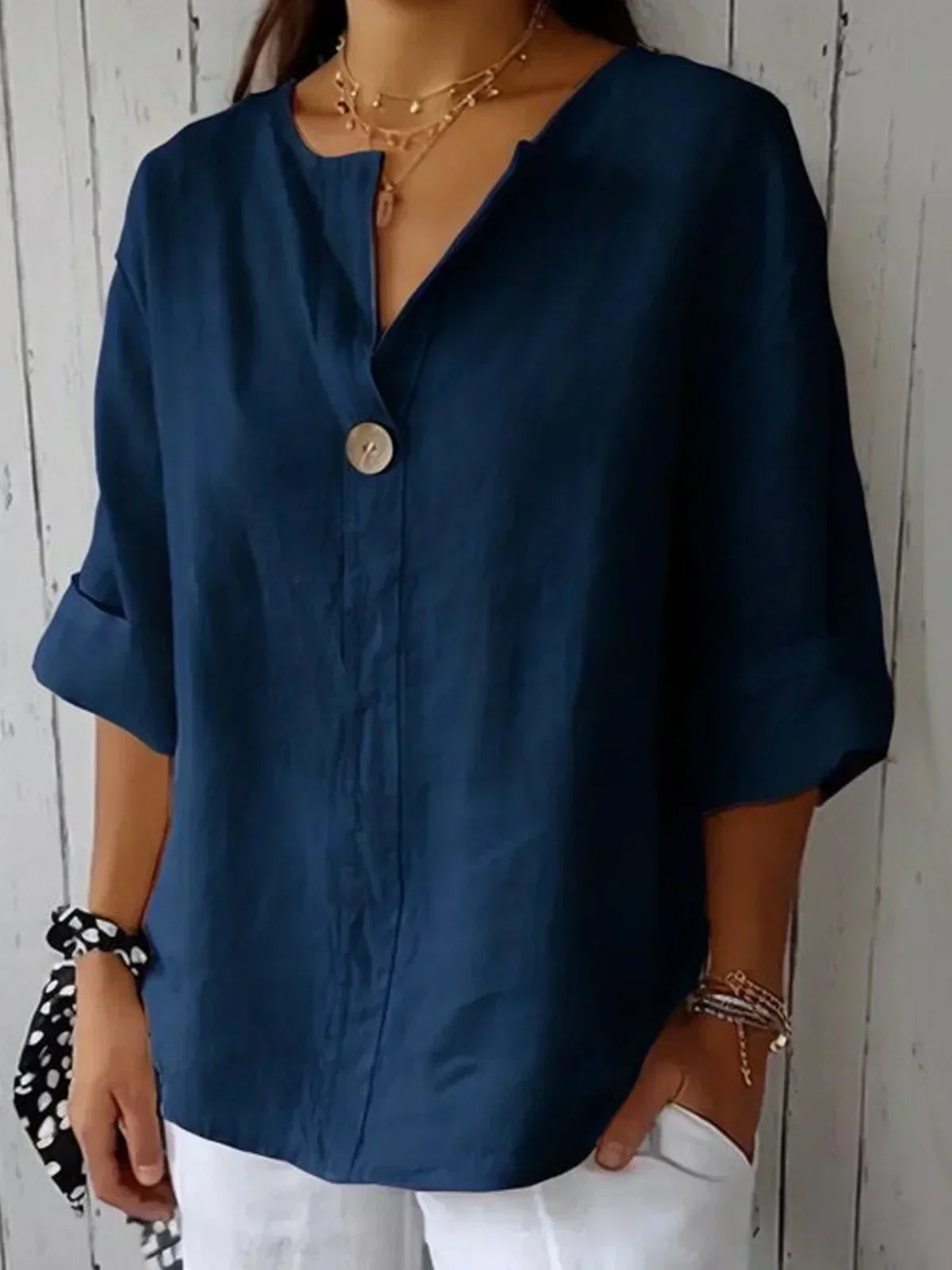 Luna - Blusa Casual com Decote em V