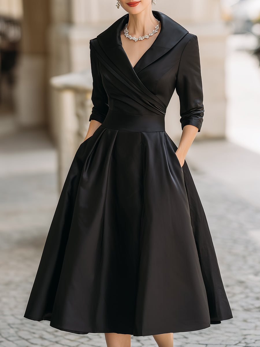 Lea™ - Vestido midi elegante com brilho sutil