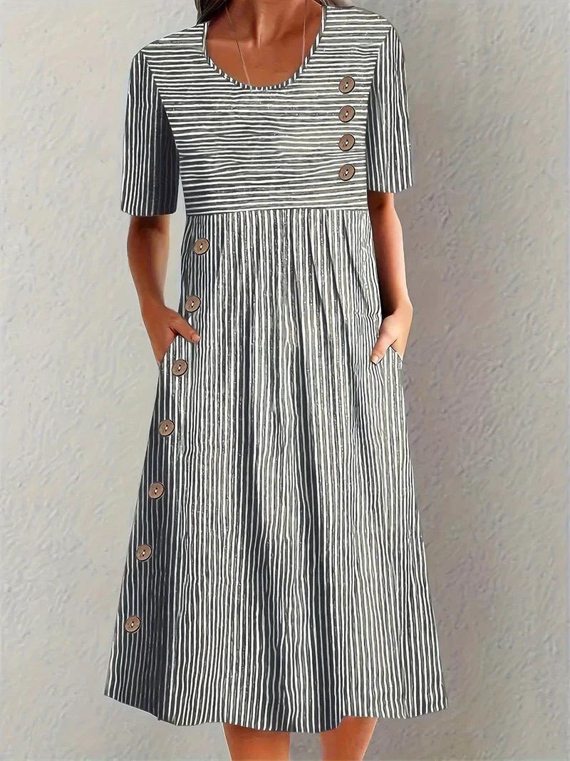 Sofia™ | Vestido de Verão Listrado