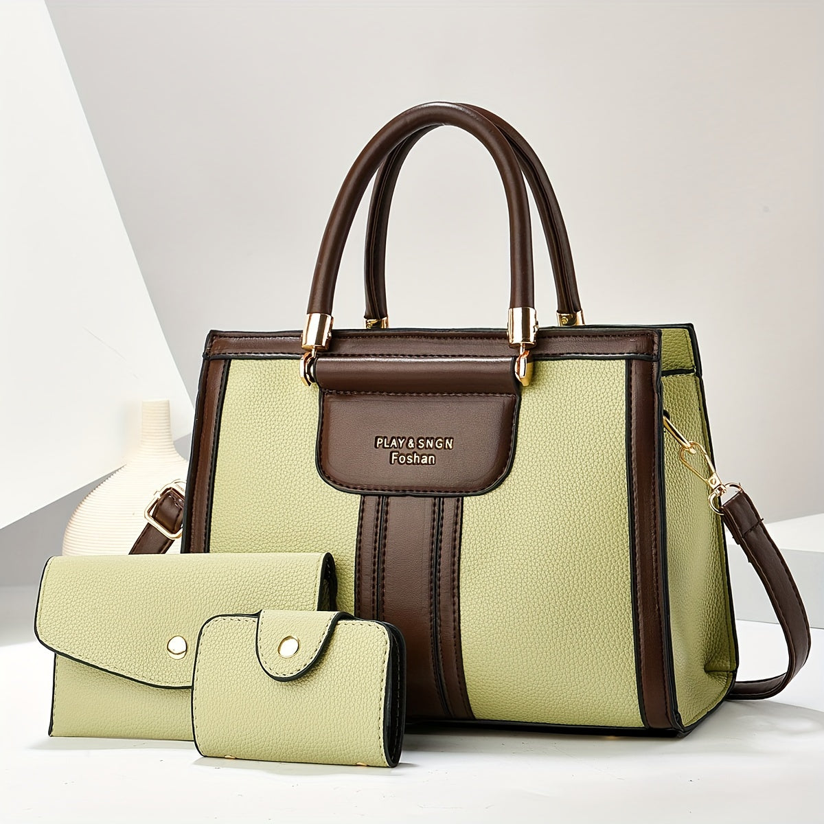 Luna - Conjunto de Bolsa de Couro Elegante com 3 Peças