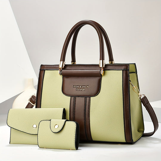 Luna - Conjunto de Bolsa de Couro Elegante com 3 Peças