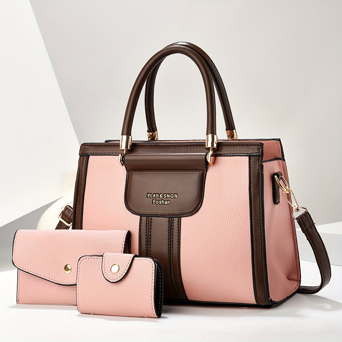 Luna - Conjunto de Bolsa de Couro Elegante com 3 Peças