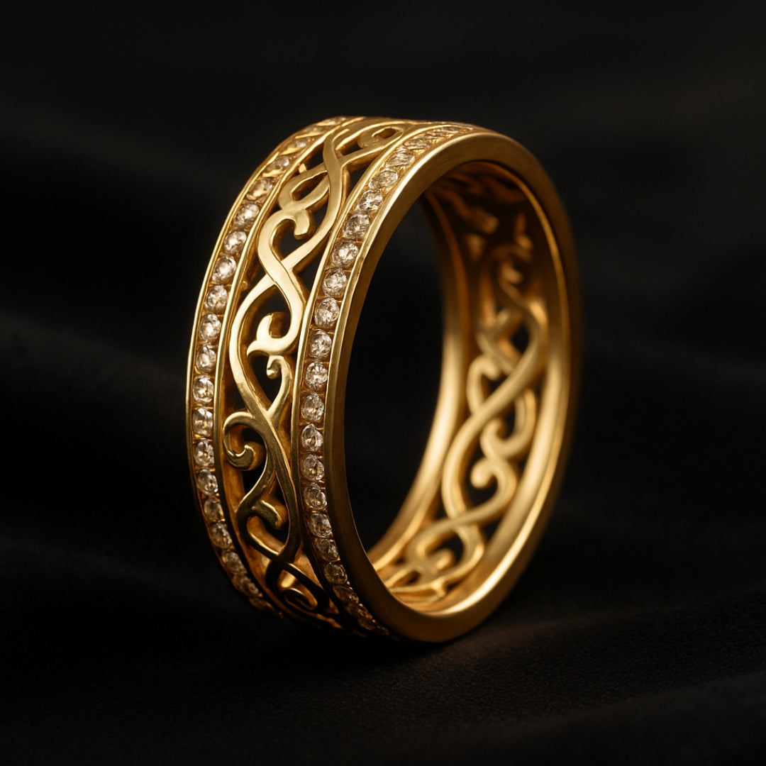 Anel Dourado Brilhante Hollow