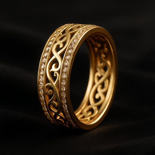 Anel Dourado Brilhante Hollow