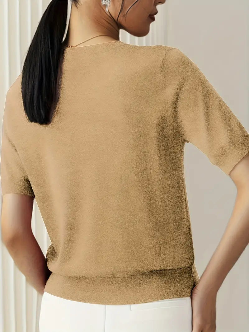 Jacquie - Camiseta Casual de Alta Elasticidade
