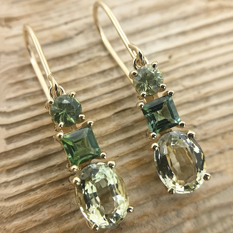Brincos Pendentes Retrô Elegantes em Verde