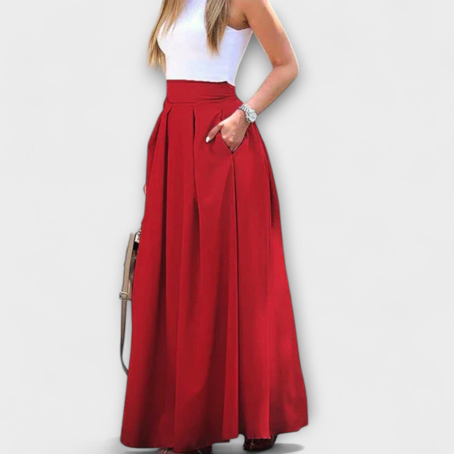 Tzafira – Saia Max com Cintura Alta Elegante