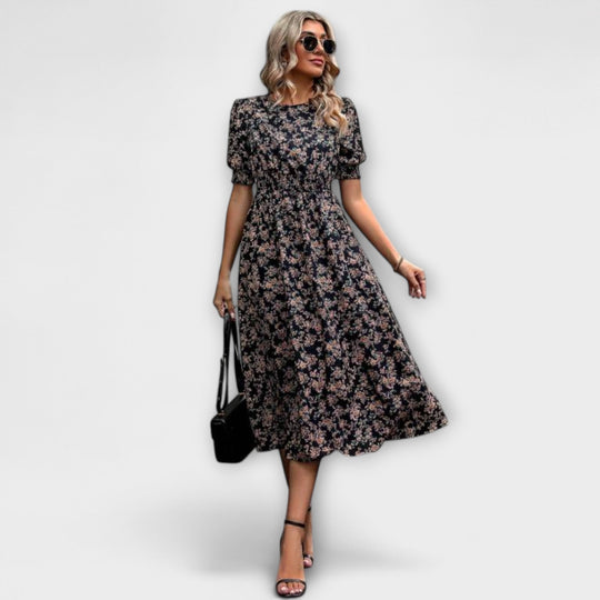 Amelia - Vestido com decote redondo e estampa floral