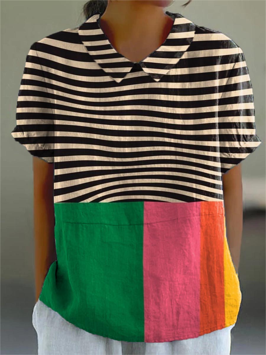 Eva | Camisa de Listras Bold e Bloco de Cores