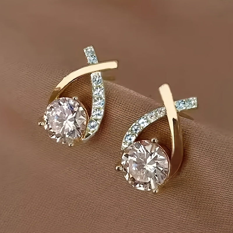 Brincos de Zircônia Golden Cross