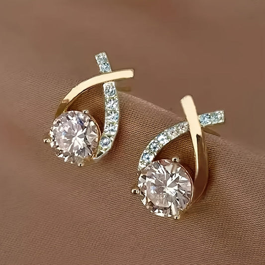 Brincos de Zircônia Golden Cross