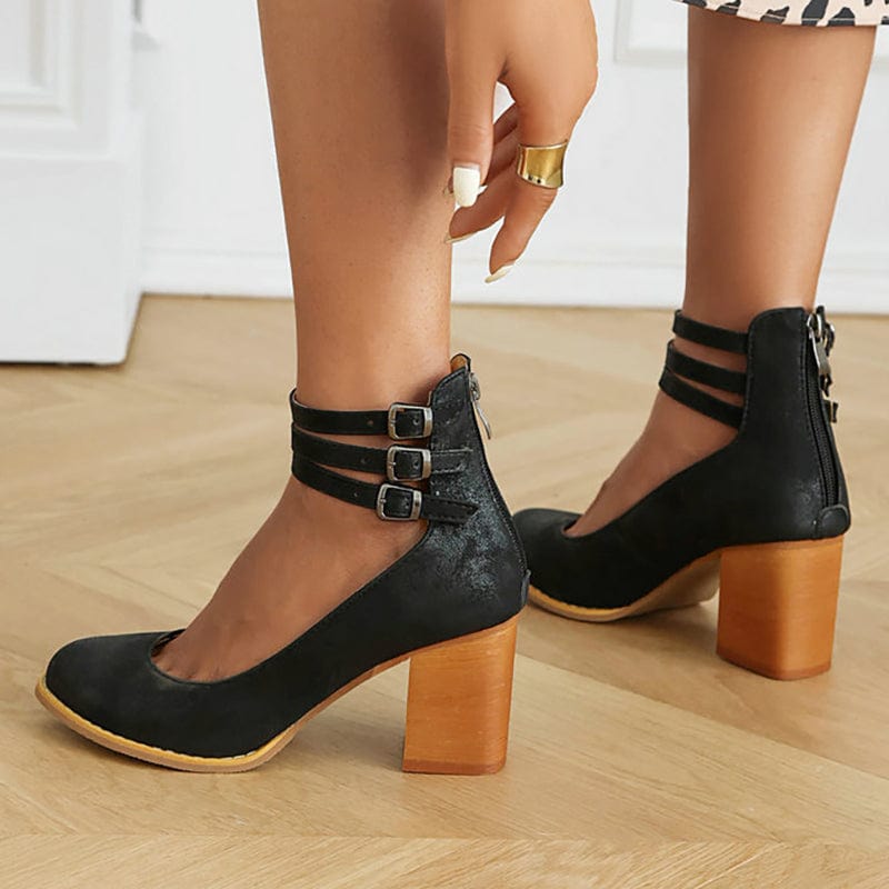 Sapatos de Salto com Fivela Tripla Jadara