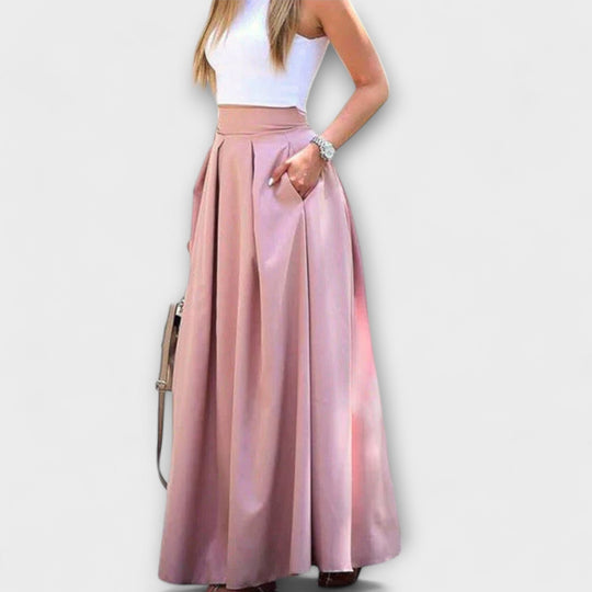 Tzafira – Saia Max com Cintura Alta Elegante