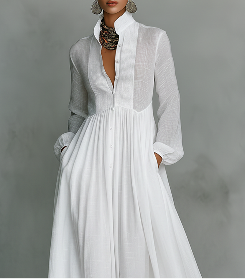 Serena | Vestido Maxi com Botões Frontais Fluidos