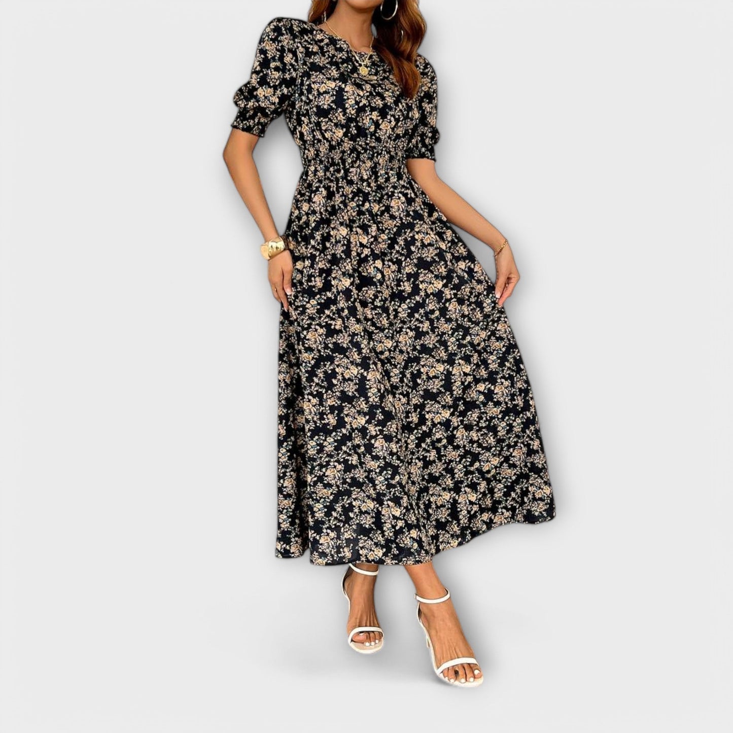 Amelia - Vestido com decote redondo e estampa floral